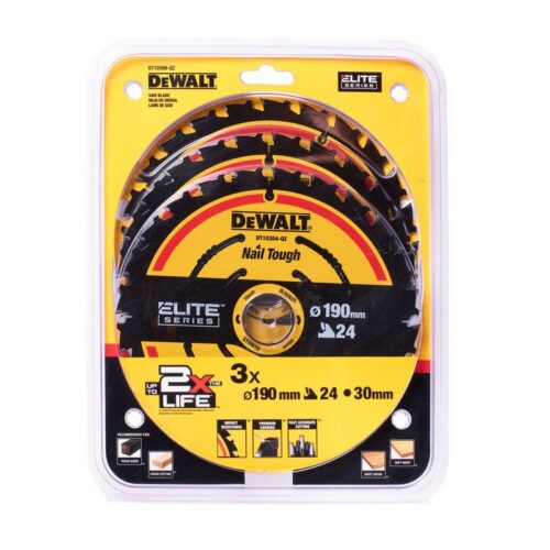 Piła tarczowa do drewna Elite 190 x 30 mm 24 zęby 3-pak